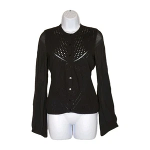 Cardigan donna ROSSO Valentino maglia uncinetto taglia XS misto lana nero manica trasparente - Foto 1 di 17