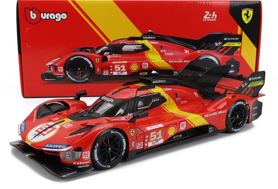Ferrari 499P 3.0L Turbo V6 Team AF Corse #51 Winner Le Mans 2023 Burago 1:18 - Immagine 1 di 3