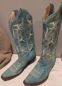 BOTAS VAQUERAS MUJER CORRAL AS002 CORTEZ CUERO TURQUESA PUNTA CORTA 6 M - Imagen 1 de 9