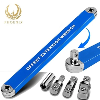 Extension Wrench Set Offset Ratchet Spanner Extender With Drive Adapters Socket - image 1 of 4
