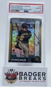 2024 Bowman Chrome #13 Ethan Salas 25th Anniversary Gold #/50 PSA 8 SD TE - Picture 1 of 2