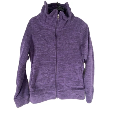 Chaqueta polar diseño alpino para mujer mediana jaspeado púrpura cuello falso cremallera completa Foto 1 de 4