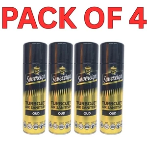 4x Sovereign OUD Turbojet Igienizzante Aria Auto Casa Ufficio Deodorante Spray - Foto 1 di 2