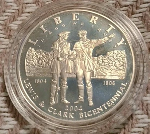 2004 P Lewis and Clark Bicentennial Proof Silver Dollar - Picture 1 of 2