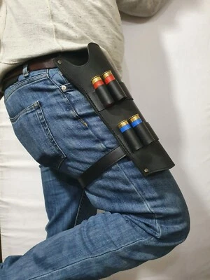 Funda de pierna de cuero para escopeta de sierra doble cañón, fundas de pistola de cuero de utilería Foto 1 de 4