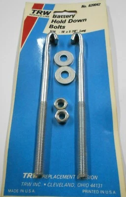 TRW Battery Hold Down Hooked Bolt Kit 5/16" x 5-7/8" Long - Set of Two (2) - USA Foto 1 de 3