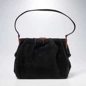 Emmanuel Ungaro Black Suede Top Handle Purse Handtasche Vintage UC252392 - Bild 1 von 9