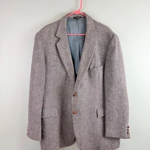 Giacca blazer vintage Harris tweed cappotto sportivo 50L grigio blu lana scozzese USA - Foto 1 di 15