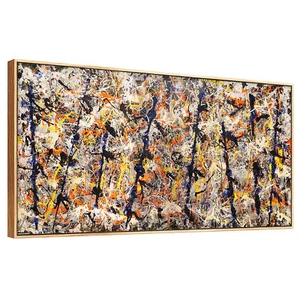 Framed Canvas Giclee Print Art Blue poles (Number 11) by Jackson Pollock 20"x44" - Picture 1 of 8