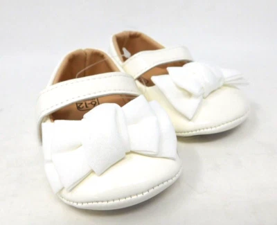 Niñas Niños Zapatos Planos Talla 2 Vestido Boda Lazo Nudo Mary Jane Blanco Foto 1 de 4