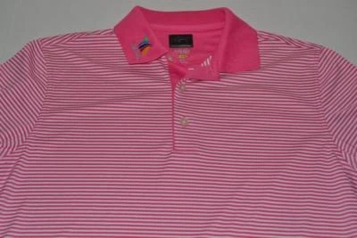 GREG NORMAN GOLF AZTECA WS PINK STRIPED DRY FIT POLO SHIRT MENS SIZE SMALL S - Image 1 of 4