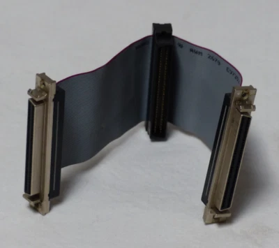 Gray Flat Cable SCSI 68-PIN INTERNAL TO 2X-EXTERNAL SPLITTER STACK STARCONN - Image 1 of 3