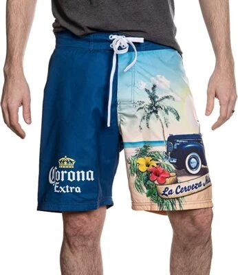 Corona Beer Board Shorts Woody Wagon Mens Swim Trunks - Image 1 of 4