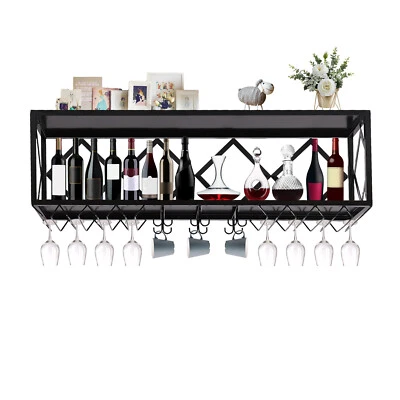 Soporte para copas de vino de 2 capas estante para botellas de vino soporte para botellas de vino montado en la pared estante para vino Foto 1 de 4