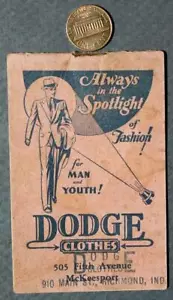 1931-32 Richmond Indiana Dodge Ropa Para Hombre Trajes Calendario Memo folleto RARO-- - Imagen 1 de 1