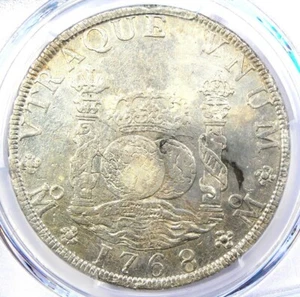 1768 Mexico Pillar Dollar 8 Reales Silver Coin (8R) - Certified PCGS AU Details - Picture 1 of 4