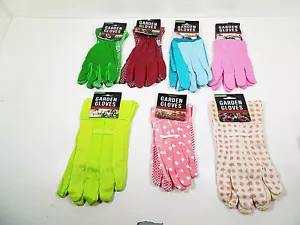 Garden Gloves Solid & Dots L SM XS Gardening Gauntlet Glove Cotton 1 Pr Cleanup - Picture 1 of 42