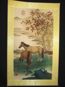 Old Chinese Antique painting about Horse on Rice paper By Lang Shining - Picture 1 of 5