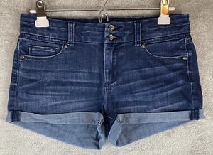 Candies Jean Short Womens 7 Juniors Blue Denim Dark Wash Cuffed Mid Rise - Picture 1 of 13