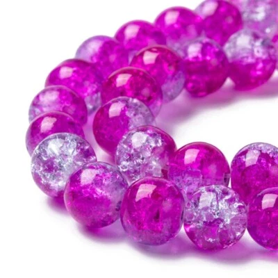 Z  Crackle Glass round Bead 4 mm lot of 2-31 inch lavender  strands  N98 - Image 1 of 4