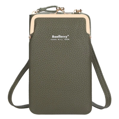 Cartera de cuero para teléfono celular pequeña bandolera de hombro con ranuras para tarjetas para mujeres Foto 1 de 4