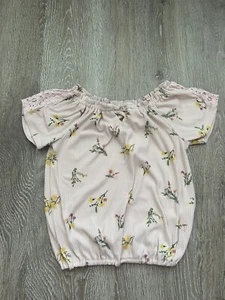 Love Glam Girl pink floral spring Top Blouse ribbed material size small - Picture 1 of 5