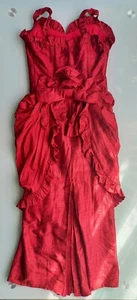Scarlet O’Hara❣ style Costume -Handmade Red nubbed Raw silk. NEEDS RePAIR! ❣ - Picture 1 of 12