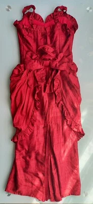 Scarlet O’Hara❣ style Costume -Handmade  Red nubbed Raw silk. NEEDS RePAIR! ❣ - Image 1 of 4