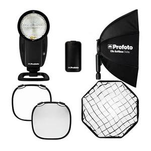 Profoto A10 On Camera Flash Light for Canon with Clic Softbox Octa 2 Feet Bundle - Picture 1 of 7