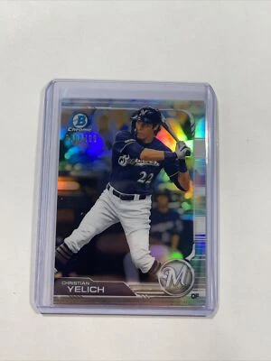 2019 Bowman Chrome Christian Yelich Refractor #ed /499 Milwaukee Brewers - Image 1 of 2