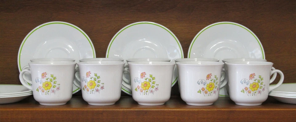 Corelle Corning Spring Meadow Coffee Cup and Saucer Set of 10 - Image 1 of 2