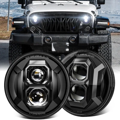 2x Faros LED redondos de 7" haz alto bajo para Jeep Wrangler JK TJ CJ LJ 1997-2018 Foto 1 de 4