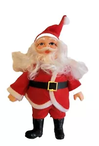 Vintage Standing SANTA CLAUS 7" Felt with Plastic Ornament Mafe In Taiwan - Picture 1 of 4