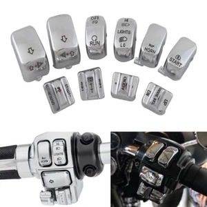 10x Chrome Hand Control Switch Housing Buttons Caps For Harley Touring 1996-2013 - Picture 1 of 11