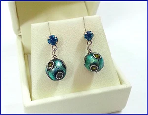 NEW PILGRIM DENMARK SILVER PLATED EARRINGS CRYSTALS DROP DANGLE BALL NICKEL FREE - Picture 1 of 3
