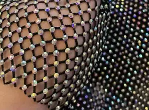 Fabric, Rhinestone FabRic, AB Iridescent Stones, Black fabric, Nude Fabric - Picture 1 of 3