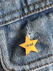 I Tried Gold Star - lustige vergoldete Emailliernadel - Top Zustand - Bild 1 von 4