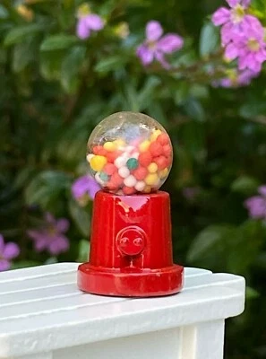 Miniature Dollhouse FAIRY GARDEN Small Red Metal Gumball Machine ~ Buy 3 Save $6 - Image 1 of 2