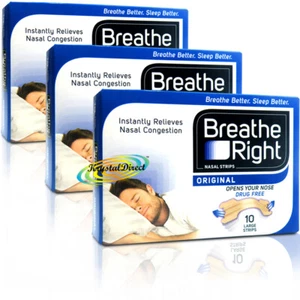 3x Breathe Right Nasal Strips 10 Tan Original Strips Large - Picture 1 of 1