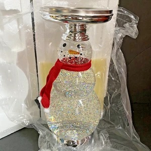 Bath & Body Works Glitter Globe Snowman 3-Wick Candle Holder Christmas 2019 NEW - Picture 1 of 7