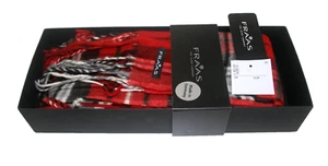 Fraas Cashmink Soft Touch Scarf Dark Red Tartan Boxed made in Germany - Picture 1 of 5