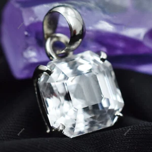 Natural Sapphire 27.15 Ct Silver White Square Cut Pendent Gemstone CERTIFIED - Picture 1 of 12
