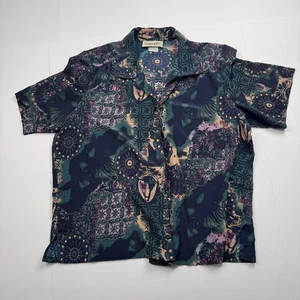 Vintage Donnkenny Petite Shirt Damen L-XL Mehrfarbig Abstrakt Knopfleiste 90er - Bild 1 von 11