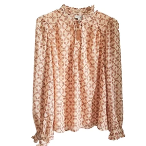 Blusa para mujer Rachel Zoe manga larga talla pequeña rosa dorada floral manga blusa - Imagen 1 de 8
