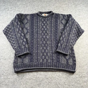 Irish Wool 1824 Vintage Sweater Mens Medium Oversize Fisherman Cable Knit 90s - Picture 1 of 8