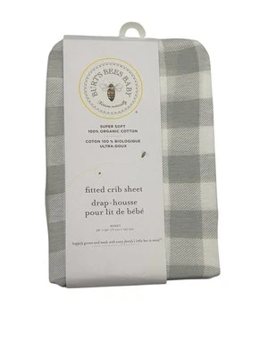 Sábana bajera ajustada para bebé Burt's Bees algodón orgánico jersey blanco/gris niebla 28"x52" Foto 1 de 3