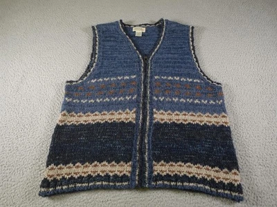 Chaleco Suéter Vintage Abuela Mujer XL Azul Fair Isle Tejido Nórdico Mezcla de Lana Foto 1 de 4