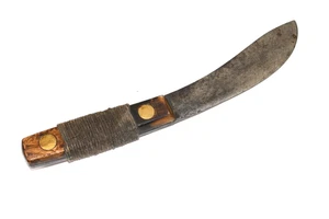 Vintage Foster Bros USA Butcher Knife 9" Curved Carbon Steel Wood Handle - Picture 1 of 8