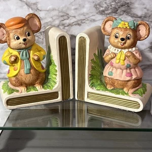 Coppia Fermalibri Ceramica Vnt Lefton 6" Topi Cartoni Animati Nursery Bambino Collezionismo Eccnt - Foto 1 di 13