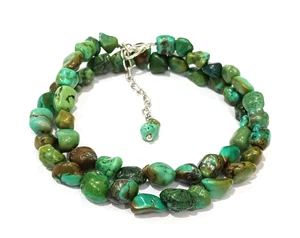 Natural Tibetan Turquoise Nugget Beads Necklace, Boho Necklace, Handmade jewelry - Picture 1 of 5